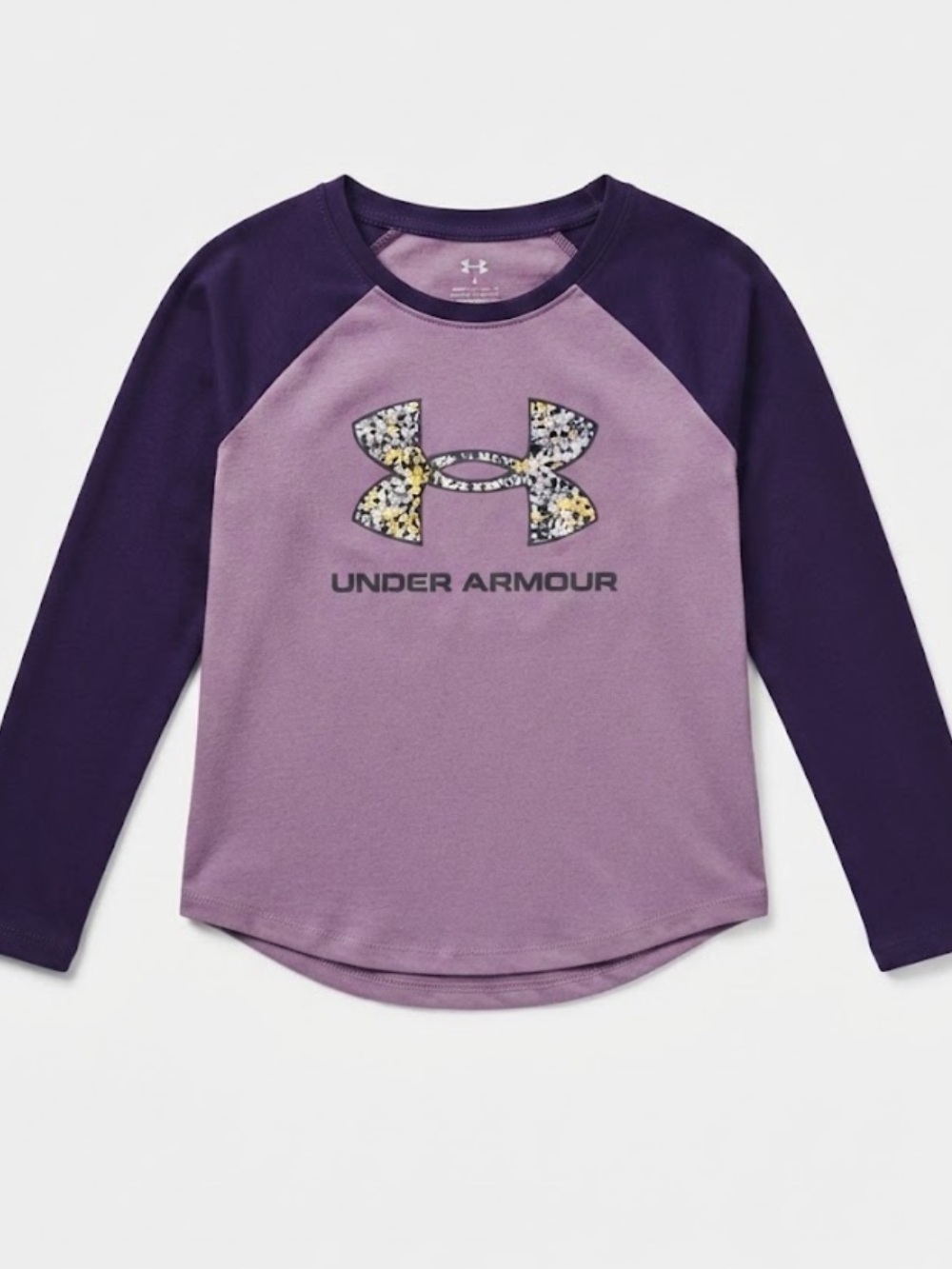 Under Armour Girls' Two-Tone Purple Raglan Long-Sleeve Tee Size 4